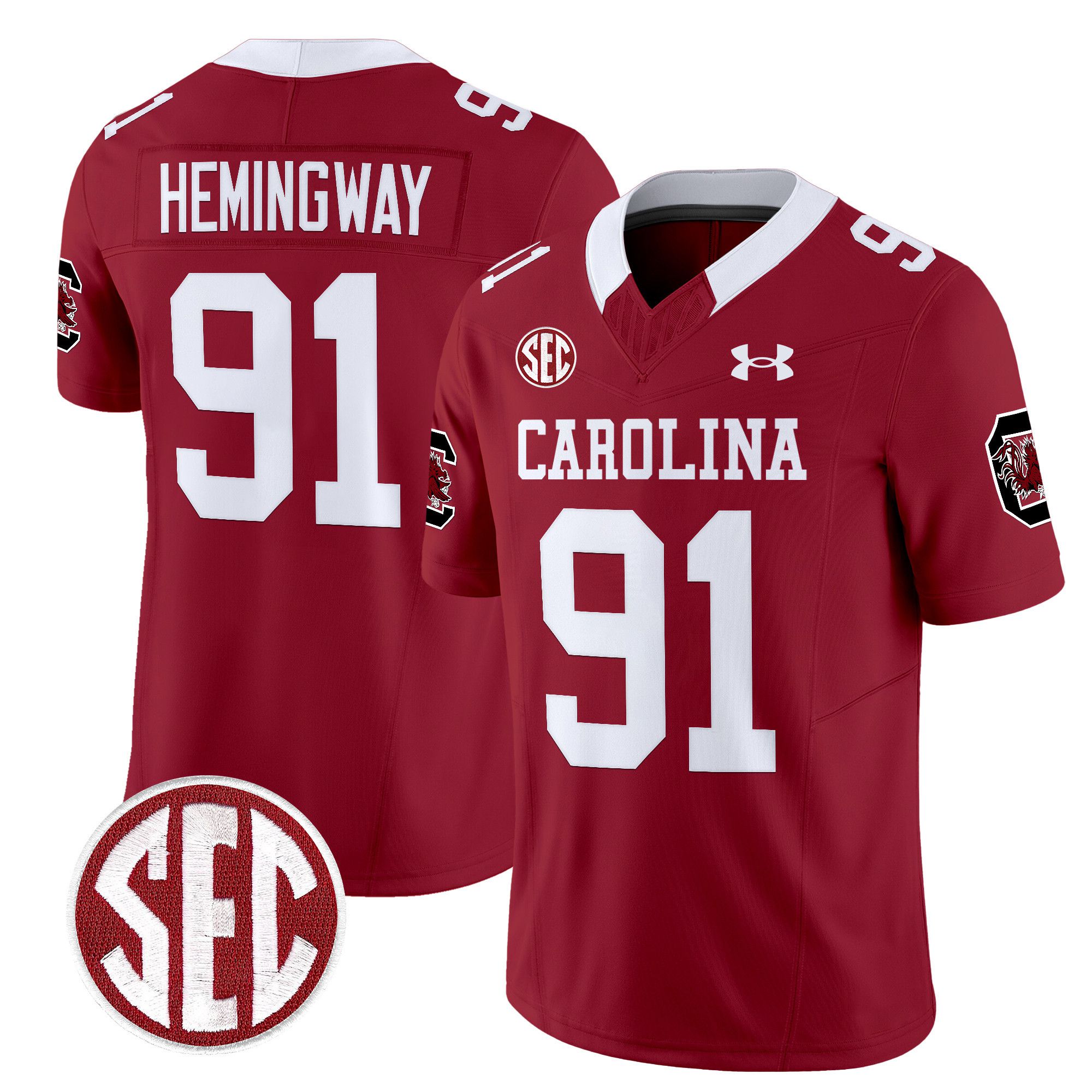 Men South Carolina Gamecocks #91 Hemingway Red 1980 Throwback Vapor Limited 2024 NCAA Jersey